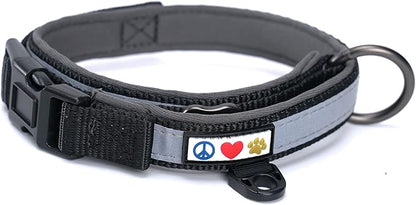 Pawtitas Lumberjack Padded Martingale Collar for Dogs | Soft Neoprene Dog Collar for Your pet's Comfort Made with Reflective Band for Maximum Visibility | Fits Small and Large Pets - XS Black