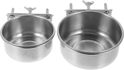 OUNONA 2pcs Stainless Steel Dog Water and Food Bowls Anti-Spill Large Capacity 10x4.5cm 12x5cm Pet Feeding Dish for Home Use Puppy and Kitten Supplies