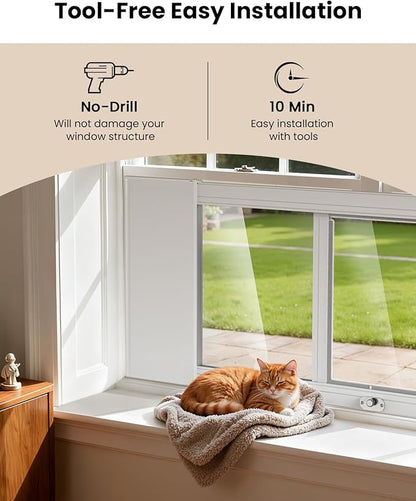 Upgraded Pet Cat Door for Window, Adjustable Width of 23"-34" Window Cat Door Insert, Quick Installation Pet Doors for Cats Small Dog with Aluminum Frame, Tight Seal, Safety & Weatherproof, HD Glass