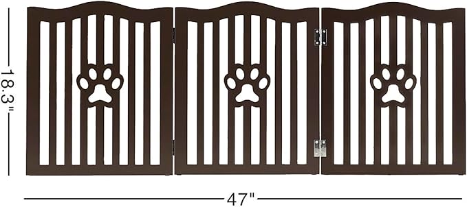 Pet Gate, Wooden Free Standing Dog Gate for Small Dogs and Cats. Great Folding Fence for Doorways, Halls, Stairs. Espresso