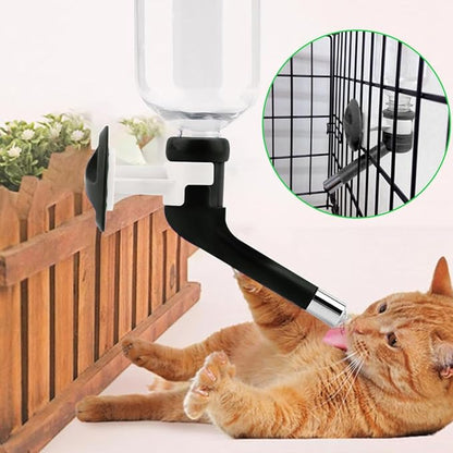 Andiker No-Drip Dog Water Dispenser Bottle-Dog Kennel Cage Water Dispenser Water Drinker Kettle for Pets can be Raised and Lowered Drinking Water Feeding Cage Water Bottle for Dogs (Black)