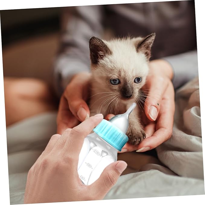 Levemolo 2pcs Cat Milk Bottle for Newborn Kittens and Puppies Manual Feeder with Silicone Nipple Safe and Odorless Small Pet Feeding Bottles for Hand-Feeding and Controlling Food Intake