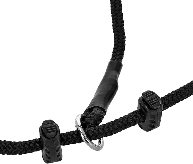 Dingo Gear Dog Choke Collar Hand Sewn Strong Polypropylene Braided Cord Two Limiters Waterproof Choker for K9 Training IGP Agitation Bite Work Obedience S - Black (S04047)