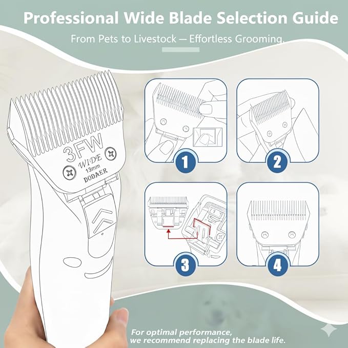 3FW Dog Grooming Replacement Wide Blade,Compatible with Andis, Wahl, Oster A5 Dog Wide Clippers, 13mm (1/2") Cutting Length,for Large Dogs, Cats Other Pet Grooming