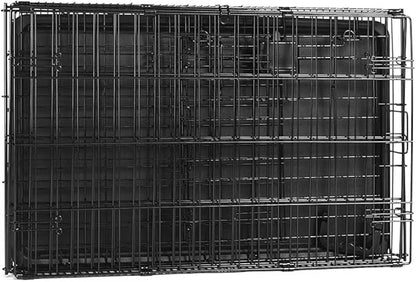 Amazon Basics Portable Metal Wire Dog Crate with Removable Tray, Single Door with Divider Panel, Foldable, Collapsible, Easy to Assemble & Clean, 36" x 23" x 25", Black