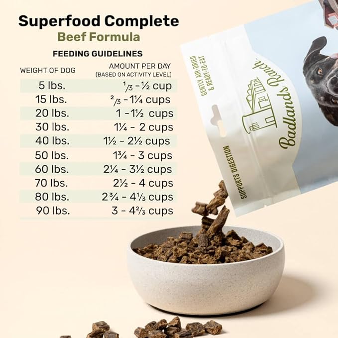 BADLANDS RANCH by Katherine Heigl – Superfood Complete Air-Dried Beef Dog Food – High Protein with Superfoods for Daily Wellness & Consistent Nutrition – 24 oz