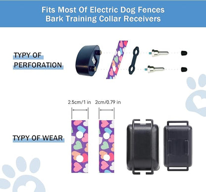 Rhea Rose 1 Inch Replacement Collar Strap Shock Collar with 2 Holes, Compatible with Nearly All Brands and Models of Underground Electric Dog Fences and Training Collars, Black Flowers Pattern