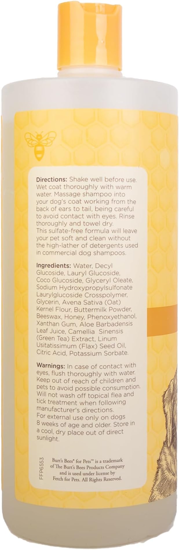 Burt’s Bees for Pets Oatmeal Dog Shampoo with Honey, Soothing Dog Shampoo for Itchy and Sensitive Skin, pH Balanced Formula That Gently Cleans and Moisturizes Dog Coats, 32 Fl Oz