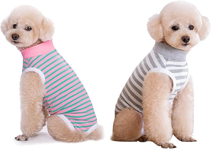 2 Packs Pet Dog Recovery Onesie Suit for Dogs Cats After Surgery,Dog Abdominal Wounds Bandages Cone E-Collar Alternative. (Grey, L)