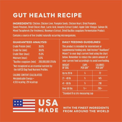 Instinct RawBoost Functional Mixers, Freeze Dried Dog Food Topper, Grain-Free, Real Chicken - Gut Health, 23 oz. Bag