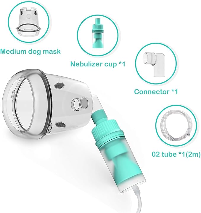 Dog Nebulizer Lying Cup and Inhaler Mask,White Pet Oxygen Mask, Suitable for Medium-Sized Dogs (Nebulizer Unit Not Included) M