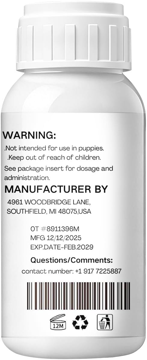 lvermect Dewormer Liquid for Dogs, Broad Spectrum for All Wormer, Hookworms, Lung Worms, Pin Worms, Round Worms