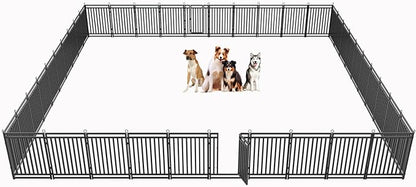 Dog Fence Outdoor Indoor, 40" Inch Height 40 Panels Dog Playpen for Large/Medium/Small Dogs Metal Dog Pen for Yard Camping and RV | Black-Silver