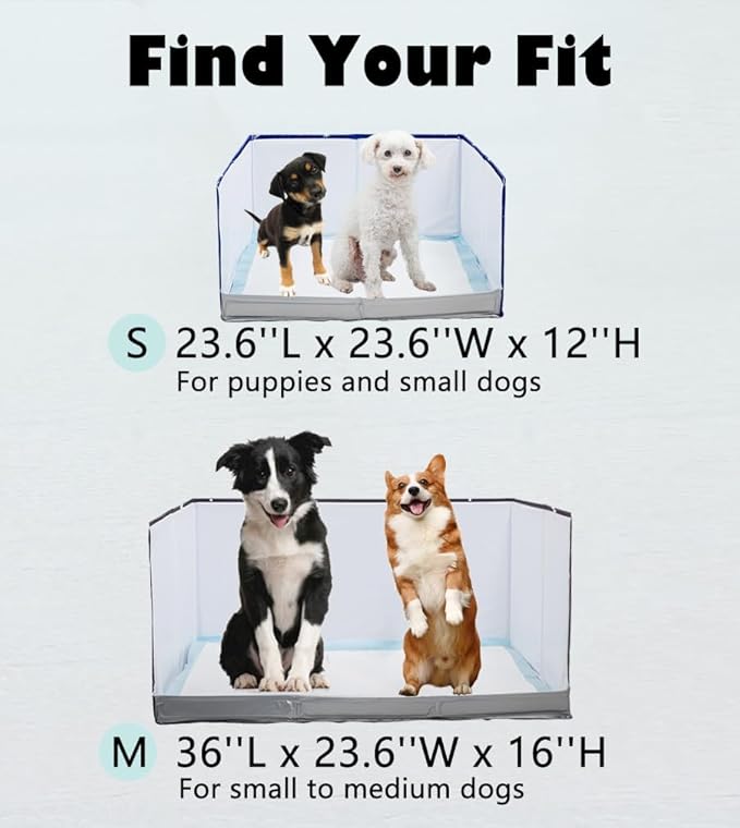 Dog Litter Box with High Walls,Pee Pad Holder Tray for Indoor Dog Potty,No Assembly,No Spill,Waterproof,Easy to Clean,Portable for Travel (Blue Star, M-36''Lx23.6''Wx16''H)