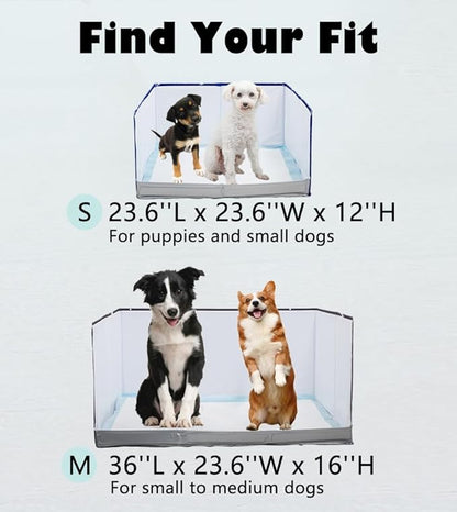 Dog Litter Box with High Walls,Pee Pad Holder Tray for Indoor Dog Potty,No Assembly,No Spill,Waterproof,Easy to Clean,Portable for Travel (Black Star, M-36''Lx23.6''Wx16''H)