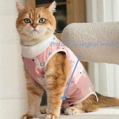 Cat Recovery Suit Female Kitten Onesie for Cats After Surgery Female Spay Surgical Abdominal Wound Skin Diseases Cone Collar Soft Alternative Wear (Alpaca, S)
