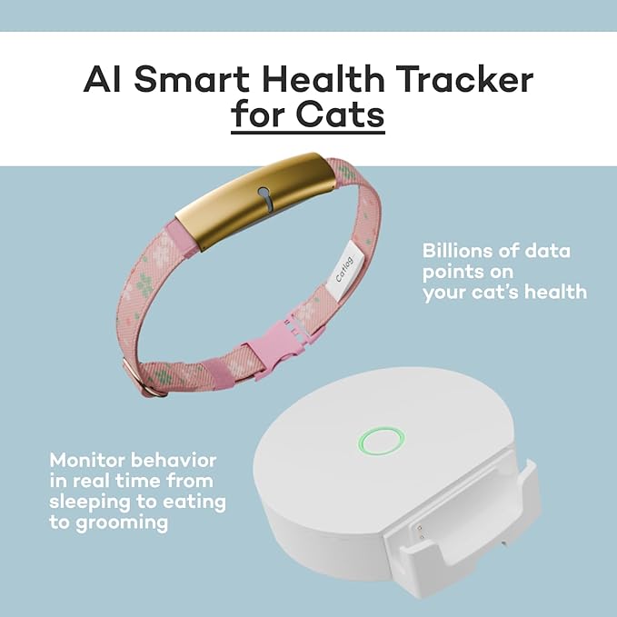 Health Tracker for Cats - Smart Cat Collar with Safety Breakaway Buckle for Indoor Cats, Wellness Alerts, Real-time Monitoring (Kimono (Ume),S)