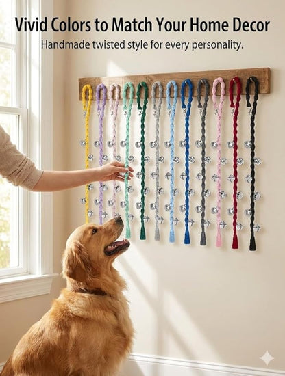 Dog Bells to Go Outside & Puppy Potty Training, Adjustable Dog Door Bell Ring to Go Potty, Handmade with Premium Yarn. Twisted Style, Grey 2 Count