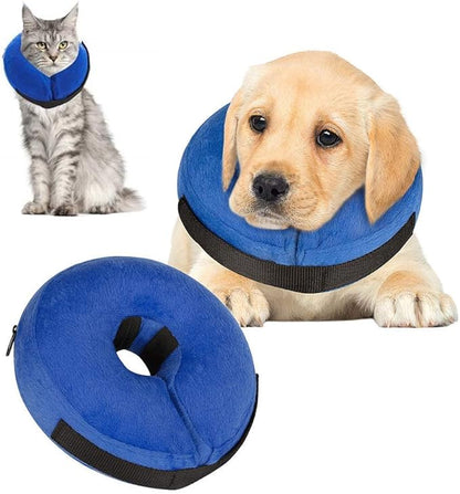 VST Comfortable Inflatable Cone Collar for Dogs,Adjustable Soft Pet Recovery Collar Prevent Pets from Touching Biting Scratching at Injuries Wounds (S)