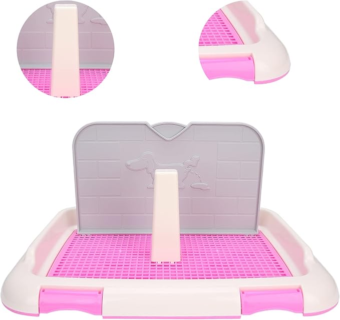 HUIOP Dog Toilet, Prevent Torn Nappy Pads, Ideal for Small Dogs, Simulated Wall Design, Suitable for Male, Keep Feet Dry, 1L Urine Absorption Busy Owners Pet Toilet (Pink)