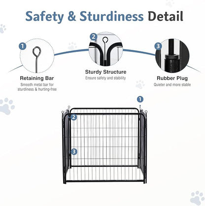 DUMOS Dog Playpen Indoor, Metal 24 Inch 4 Panels Foldable Pet Fence with Door, Outdoor Small Medium Large Dog Puppy Portable Exercise Play Pen for RV Camping, Trips, Play Yard