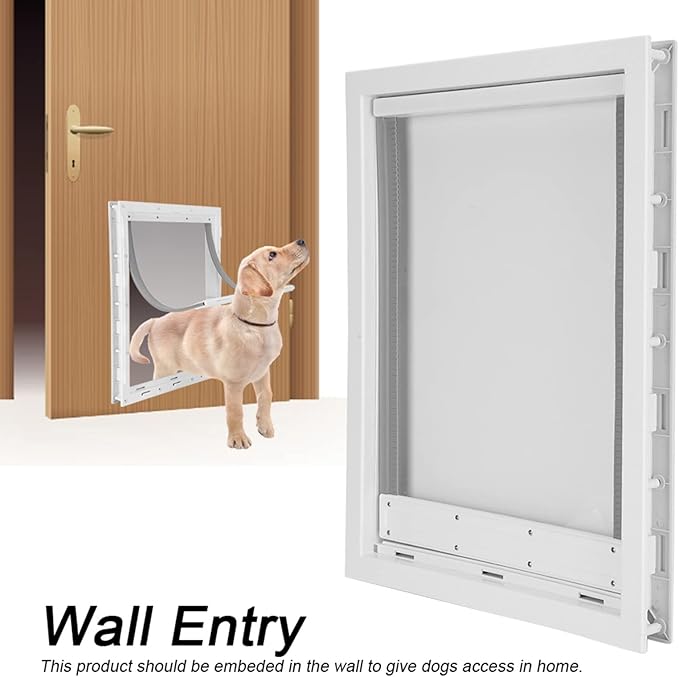 Large Pet Door for Dogs Easy Installation Wall Entry Dog Fence for Large and Mediumsized Pets with Magnetic Flap for Home Use, White, 19.7x14.0x2.2 (White)