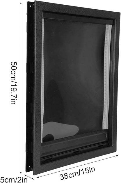 GLOGLOW Large Dog Door, Plastic with Removable Flap for Easy Installation, Weatherproof Pet Gate with Strong Magnetic Closure for Dogs and Cats, 19.7x15in for Home Use (Black)