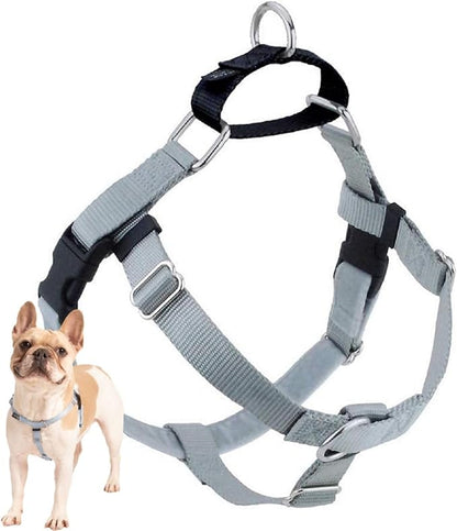 2 Hounds Design Freedom No Pull Dog Harness, Adjustable Harness, Easy Walking & Comfortable Control, Fits Small, Medium & Large Dogs, Solid Colors, Made in USA, 5/8" XS, Silver