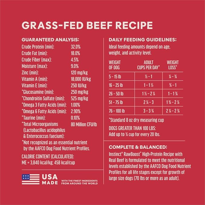Instinct RawBoost, Natural Dry Dog Food with FreshDried Raw, High Protein, Grain-Free Recipe - Real Beef, 3.5 lb. Bag