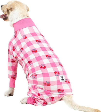 Pink Dog Recovery Suit - Female/Male Onesie, Lightweight, Prevents Shedding & Licking, Medium/Large Dogs