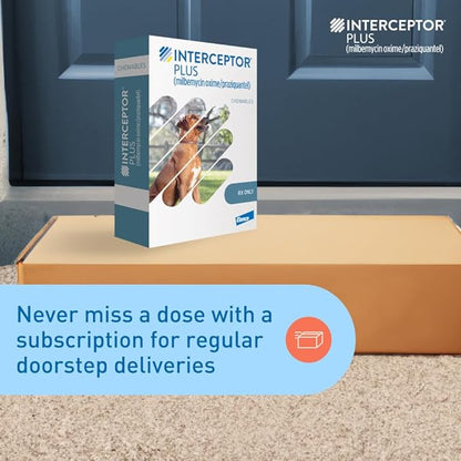 Interceptor Plus Prevention for Heartworm + 4 Other Worms for Dogs 50.1-100 lbs. | 12 Chews, 12-Month Supply