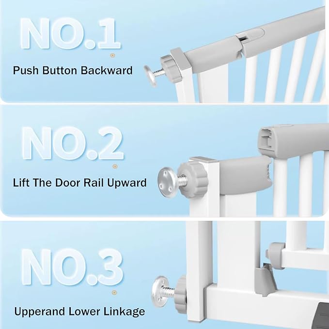 SHYUJAJIE 51.18 Inch Extra Tall Pet Gate, 29.5-43" Adjustable Wide Auto Close Dog Gates, Pressure Mounted Walk Through Tall Cat Gate for Doorways,Hallway,Stairs（White）