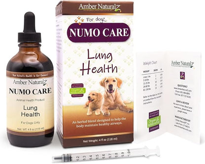 Amber NaturalZ Numo Care Respiratory Support for Dogs | Herbal Formula to Help Maintain Normal Lung Function, Clear Airways, and Immune Health | Natural Aid for Breathing Comfort 4 Fluid Ounce