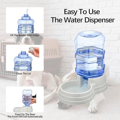 2 Pack 6L Automatic Gravity Pet Feeder and Water Dispenser Set, Large Capacity Automatic Dog Feeder and Dog Water Dispenser for Small Medium Dog Pets Puppy Kitten