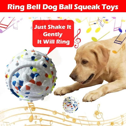 CAISHOW 2Pack Dog Ball Squeak Toys Indestructible Dog Ball Float On Water Fetch Bouncy Durable Solid Rubber Ball for Puppy Small and Medium Dogs Playing Toys (Bell Ball 2Pcs White)