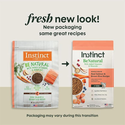 Instinct Be Natural, Natural Dry Dog Food, Raw Coated Kibble - Real Salmon & Brown Rice, 24 lb. Bag