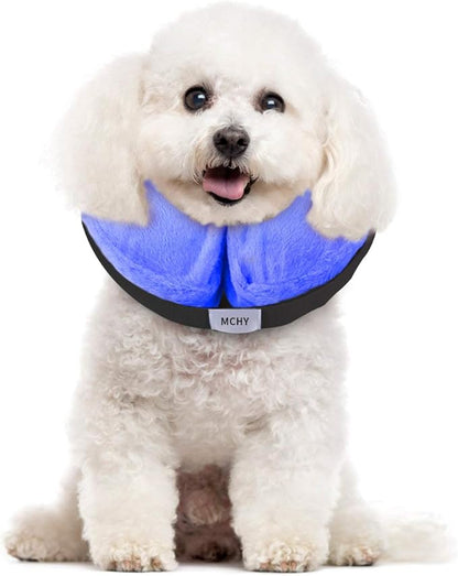MCHY Inflatable Dog Cone,Adjustable Recovery Collar for Dogs After Surgery,Prevent from Biting & Scratching,Not Block Vision (Blue, S-Neck 7''- 12'')