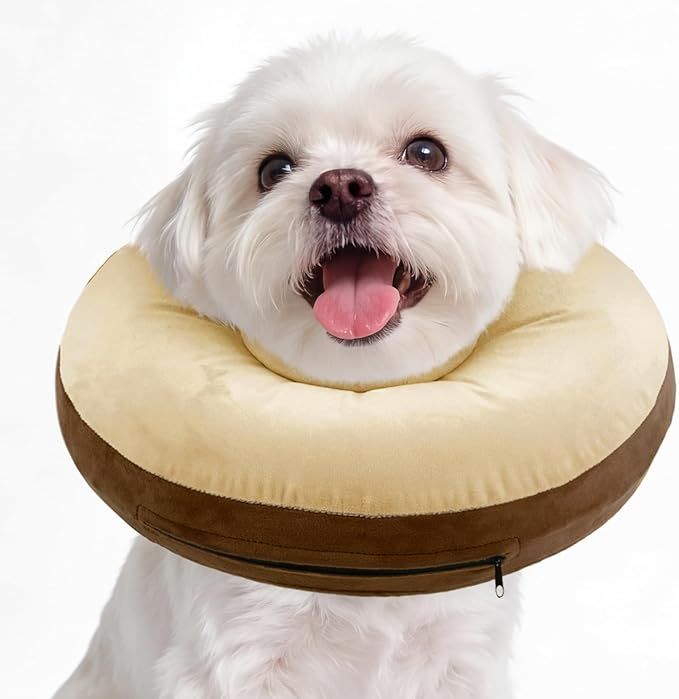 Kuoser Inflatable Dog Cone Collar, Soft Dogs Cone Alternative After Surgery, Dog Donut Collar to Stop Licking, Inflatable Puppy Cone Neck Pillow, Comfortable E-Collar for Small Medium Large Dogs, S