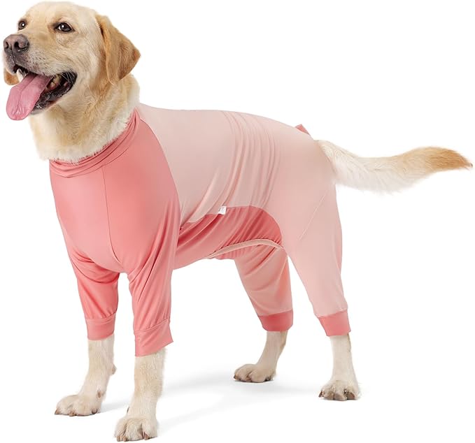 Dog Recovery Suit for Surgery Dog Onesie for Female and Male E-Collar Alternative Anti Shedding Pajamas Long Sleeve Claming Bodysuit Pink XS