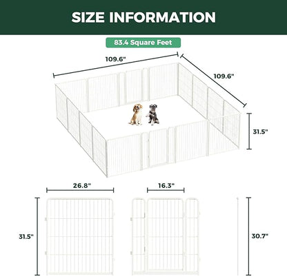 FXW Homeplus Unleashed Indoor Dog Playpen - Stress-Free and Safe Play, Heavy Duty 32 Inch 16 Panels Dog Pen for Small and Medium Dogs, White│Patented