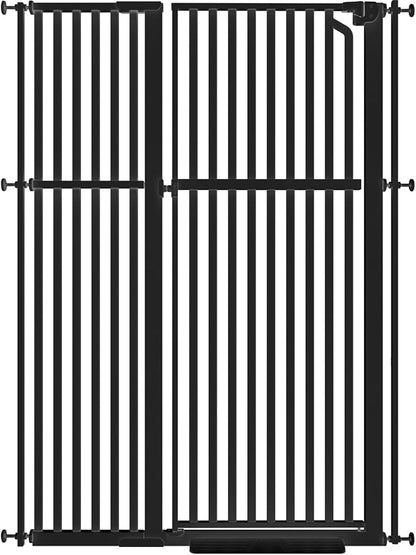 Senneny 63" Extra Tall Cat Gate Auto Close & One-Hand Open, Includes Extension, No Drilling Pressure & Wall Mounted Kits, Metal Pet Gate Fits Openings 41.3" to 45.2" Wide, Black