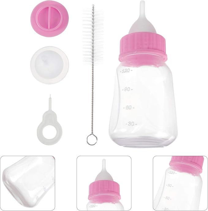 POPETPOP Pet Bottle Kits- Kitten Puppy Bottle Cat Feeding for Rabbits, Puppy Milk Feeder Small Pet Feeding Tool (Pink)