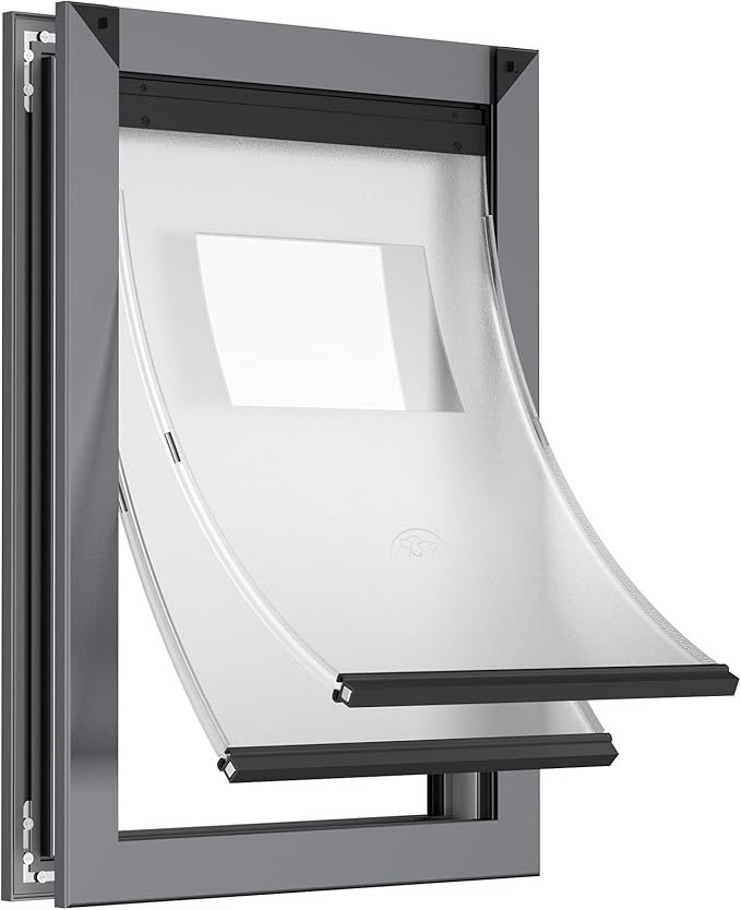 Rescumascer Medium Dog Door for Door, Aluminum Doggy Door with Two Sliding Lock Panels, Doggie Door for Medium Dogs and Large Cat up to 30lbs