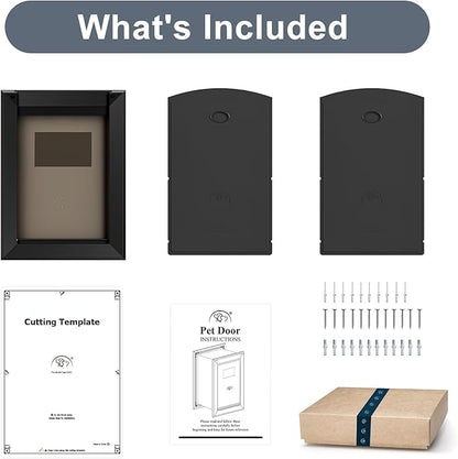 Heavy Duty Dog Door for Wall, Energy Efficient Doggie Door with Aluminum Frame, Telescoping Tunnel, Double Magnetic Flaps and Two Sliding Lock Panels, Easy to Install, Black, Large