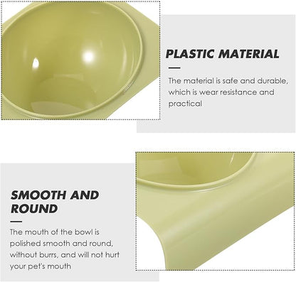 Milisten Pet Plastic Dog Bowl with Anti-Neck Slope Design, Wall-Mounted Single Feeding and Water Dish, Green Puppy Feeding Bowl for Home Use