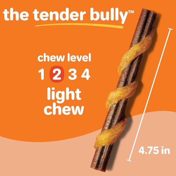 Hartz Oinkies Tender Bullies with Real Chicken Breast & Real Beef Bully Stick Flavor, Highly Digestible and Rawhide-Free, 20 Count