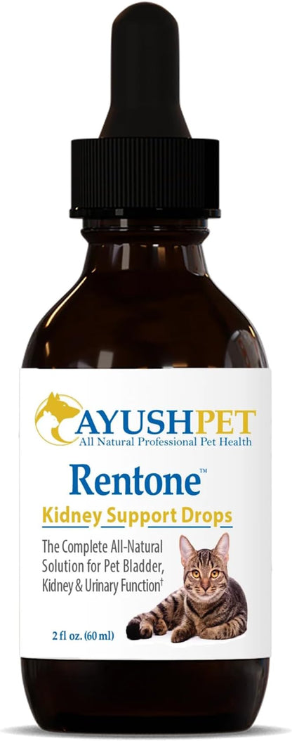 Ayush Pet Rentone - Kidney Support for Dogs & Cats, Liquid Drops for Urinary & Kidney Health, Urinary Health Supplement for Small or Large Pets, Natural Care - 2 fl oz