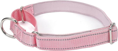 SGODA Martingale Dog Collar, Reflective Nylon Padded Dog Training Collars for Small Dogs, Pink S