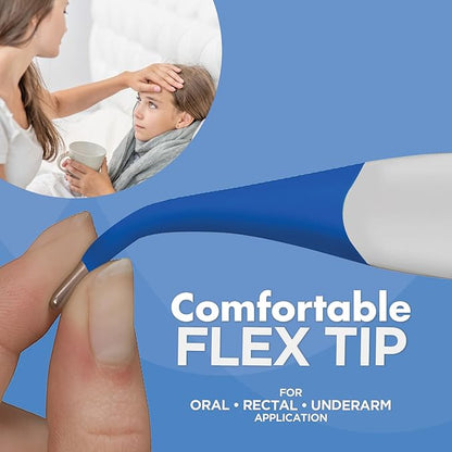 Veridian Healthcare Digital Thermometer | 2-Second Readout | Rate Rapid Read Technology| Flexible Tip | Hygienic Water-Resistant Easy Cleaning | Storage Case + Instructions Included