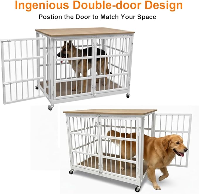 Boldbone 48 inch Dog Crate Furniture, Heavy Duty Dog Kennel Indoor for Large Dogs, Escape-Proof and Chew-Proof Wooden Dog Cage for high Anxiety Dog, Decorate House as TV Stand, End Table